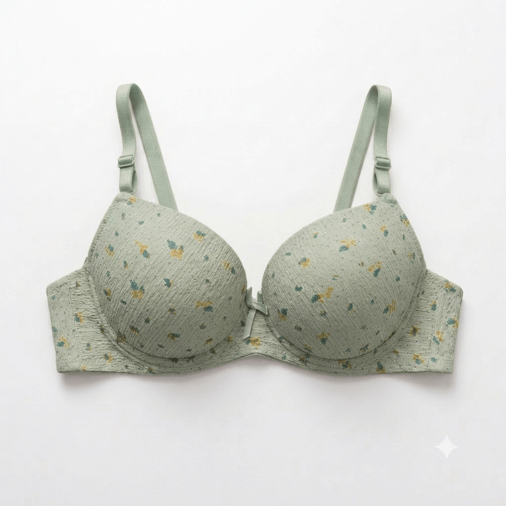 Nudra Ring Padded Single Push-Up Bra — Textured Floral Print