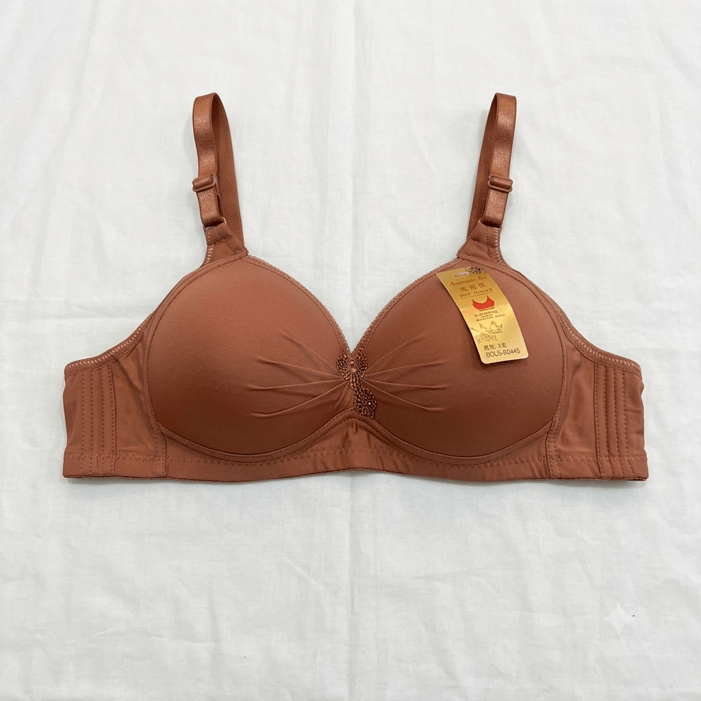 Yanmangju D-Cup Full Coverage Padded Bra — Floral Satin Strap Bra