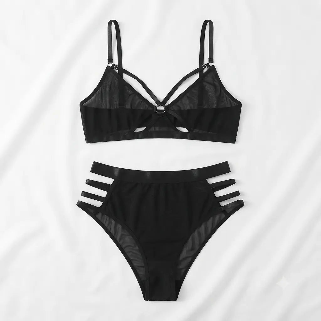 Vienna Nights Strappy Lace Bralette Set styled view - Nudra Pakistan