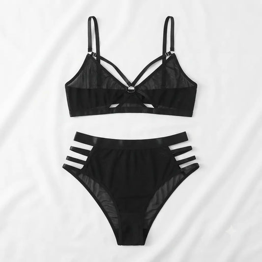 Vienna Nights Strappy Lace Bralette Set styled view - Nudra Pakistan
