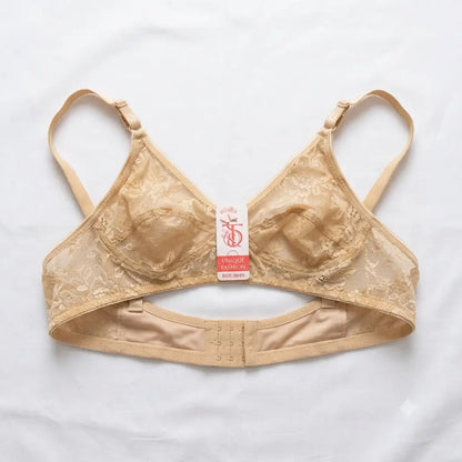 Beige Floral Lace Wireless Bralette - Nudra lingerie Pakistan